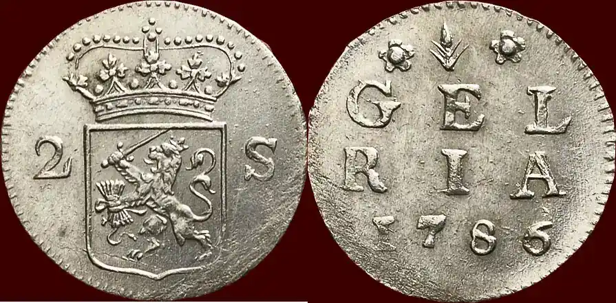 Brandneu - Dubbele wapenstuiver NOORDELIJKE NEDERLANDEN (NETHERLANDS) – REPUBLIEK, 1581-1795 – GELDERLAND – 1786, Harderwijk vz / unz