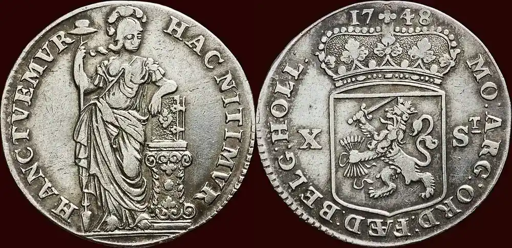 NOORDELIJKE NEDERLANDEN (NETHERLANDS) – REPUBLIEK, 1581-1795 – HOLLAND – X Stuivers 1748, Dordrecht ss - Auf Lager