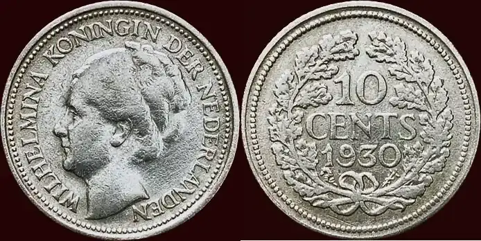 Koninkrijk der Nederlanden 10 Cents 1930 NEDERLAND (NETHERLANDS, KINGDOM) – WILHELMINA, 1890-1948 – s / ss - Preisknaller