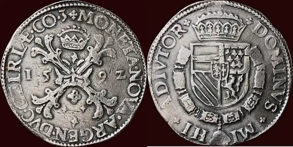 Bourgondische kruisrijksdaalder NOORDELIJKE NEDERLANDEN (NETHERLANDS) – REPUBLIEK, 1581-1795 – GELDERLAND – 1592, Harderwijk ss - Sehr gefragt
