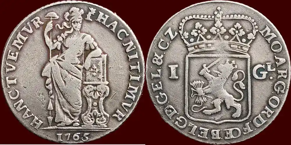 Jetzt zugreifen - Gulden NOORDELIJKE NEDERLANDEN (NETHERLANDS) – REPUBLIEK, 1581-1795 – GELDERLAND – 1765, Harderwijk zfr-