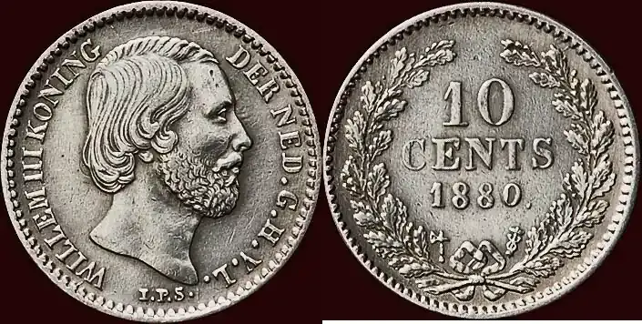 Koninkrijk der Nederlanden 10 Cents 1880 NEDERLAND (NETHERLANDS, KINGDOM) – WILLEM III, 1849-1890 – ss / vz | Online kaufen