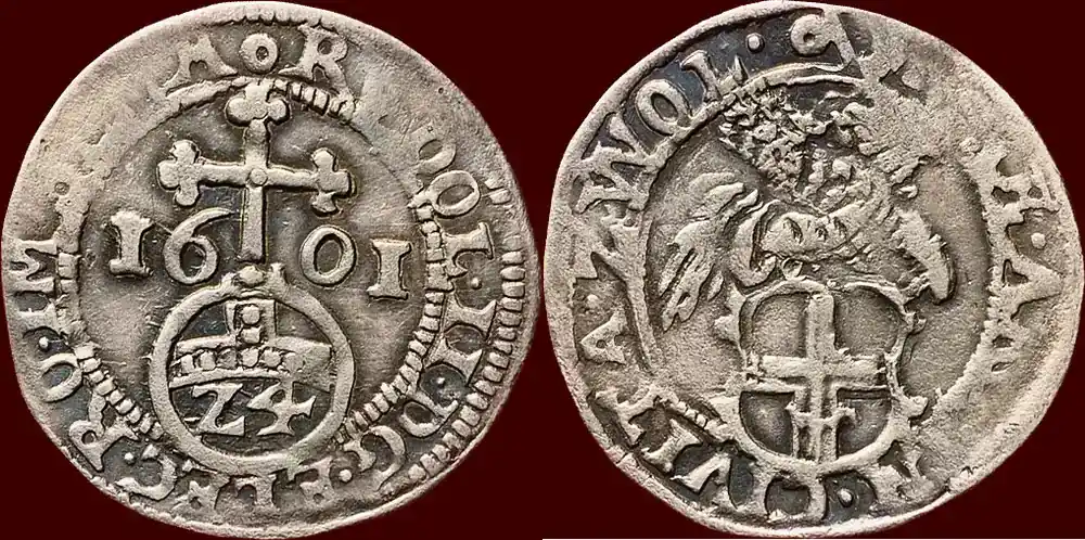 Preishit | 1/24 rijksdaalder 1601 NOORDELIJKE NEDERLANDEN (NETHERLANDS) – REPUBLIEK, 1581-1795 – OVERIJSSEL – STAD ZWOLLE – RUDOLF II, 1576-1612 – Dubbele stuiver ss