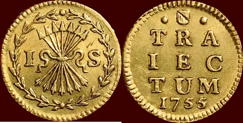 bezemstuiver NOORDELIJKE NEDERLANDEN (NETHERLANDS) – REPUBLIEK, 1581-1795 – UTRECHT – Gouden afslag van 1755/4, Utrecht vz- - Profi-Qualität