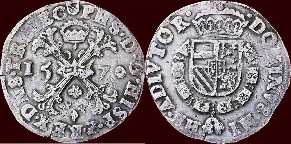 Letzte Chance | Bourgondische kruisrijksdaalder NOORDELIJKE NEDERLANDEN (NETHERLANDS) – HEERLIJKHEID UTRECHT – PHILIPS II, 1555-1581 – 1570, Utrecht zfr+