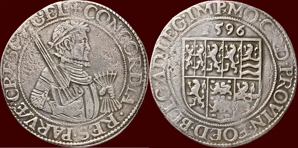 Sonderaktion | NOORDELIJKE NEDERLANDEN (NETHERLANDS) – REPUBLIEK, 1581-1795 – GELDERLAND – Leicester- of unierijksdaalder 1596, Harderwijk zfr-