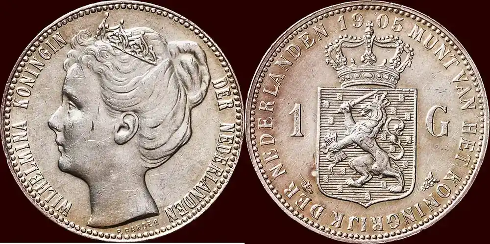 Fast ausverkauft | Koninkrijk der Nederlanden 1 Gulden 1905 NEDERLAND (NETHERLANDS, KINGDOM) – WILHELMINA, 1890-1948 – vz / unz