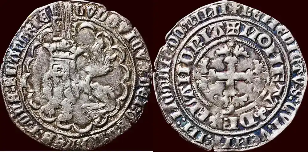groot (1373-1377) ZUIDELIJKE NEDERLANDEN (SOUTHERN NETHERLANDS) – GRAAFSCHAP VLAANDEREN – LODEWIJK II VAN MALE, 1346-1384 – Zilveren leeuw van twe ss / ss+ - Begrenzte Stückzahl