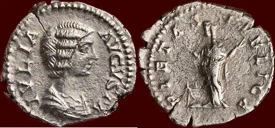 Schneller Versand | Roman Empire AR Denarius (203) JULIA DOMNA, wife of Septimius Severus and mother of Caracalla – Rome weight 2,10gr. ; silver Ø 19mm ss à f / ss