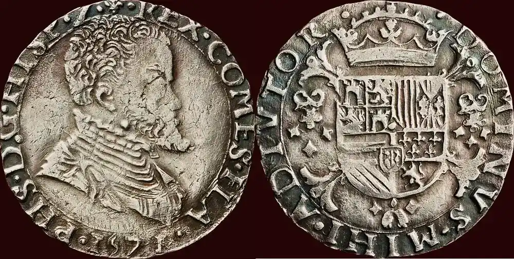 1/5 Philipsdaalder ZUIDELIJKE NEDERLANDEN (SOUTHERN NETHERLANDS) – GRAAFSCHAP VLAANDEREN – PHILIPS II, 1555-1598 – 1571, Brugge ss / vz | Neu verfügbar
