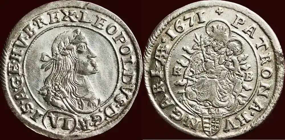 Nur noch heute - 6 Kreuzer HABSBURG EMPIRE – HUNGARY – LEOPOLD I, 1657-1705 – 1671 KB, Kremnitz xf à ss / vz
