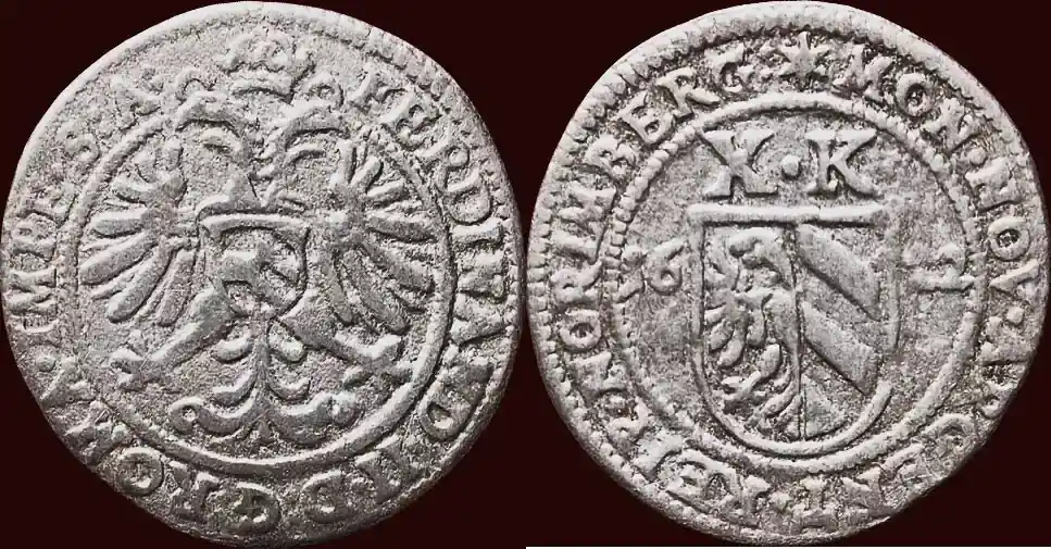 10 Kreuzer 1622 GERMANY – NÜRNBERG, REICHSSTADT – FERDINAND II, 1619-1637 – f / ss à ss- - Sonderpreis