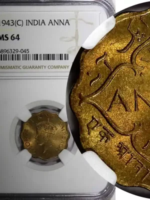 1 Anna India-British George VI Nickel-Brass 1943 (C) NGC MS64 KM 537a (045) - Neu im Sortiment