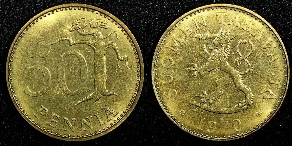 50 Pennia Finland Aluminum-Bronze 1970 S UNC/BU Toned KM 48 (24 140) unz - Meistverkauft