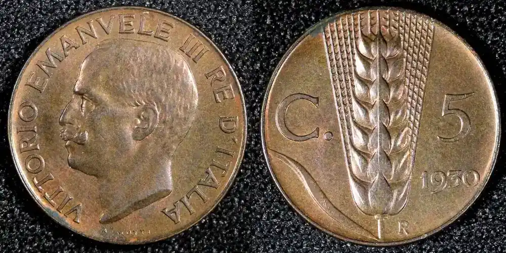 Gleich bestellen - 5 Centesimi ITALY Vittorio Emanuele III Bronze 1930 R UNC KM 59 (23 863) unz