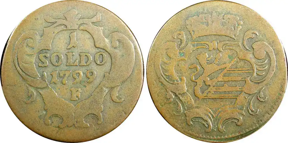 Italy 1 Soldo Italian States GORIZIA Francis II Copper 1799 F Hall,Tyrol KM 35 (5) Uncertified | Neu