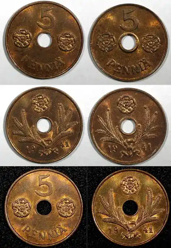 Sonderpreis | 5 Pennia FINLAND 1941 RED GEM BU WWII RANDOM PICK (1 Coin) KM 64.1 (24 179) Uncertified