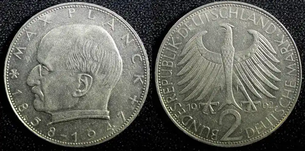Knallerpreis | 2 Mark Germany-Federal Republic Max Planck Copper-Nickel 1962 J KM 116 (23 706) Uncertified
