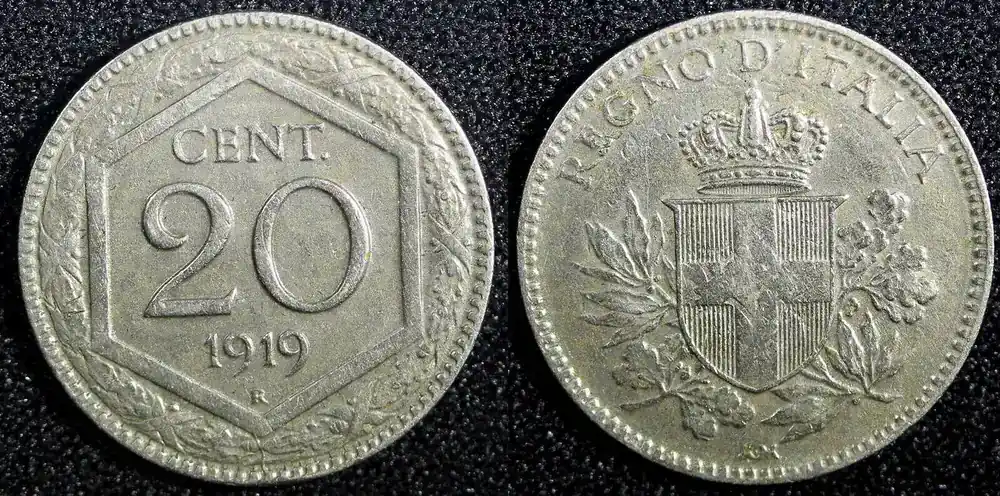 20 Centesimi Italy Vittorio Emanuele III Copper-nickel 1919 R KM 58 (23 721) Uncertified - Endet bald