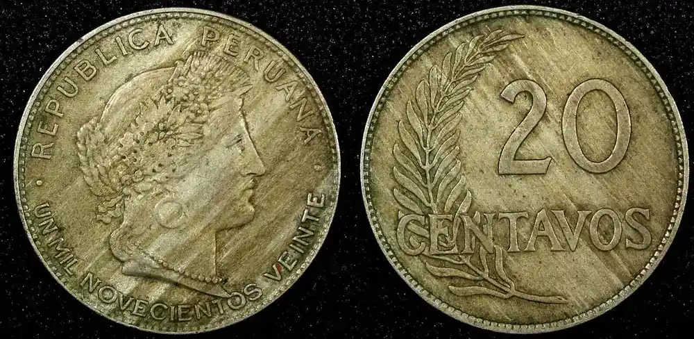 Super-Preis | 20 Centavos PERU Copper-Nickel 1920 KM 215.1 (25 026) Uncertified