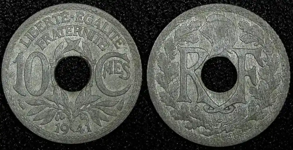 10 Centimes FRANCE Zinc 1941 WWII Issue ch.XF KM 897 (24 936) Uncertified | Reduziert