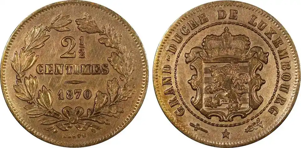 1/2 Centimes Luxembourg William III Bronze 1870 2- No Dot KM 21 (24 513) Uncertified - Hohe Qualität