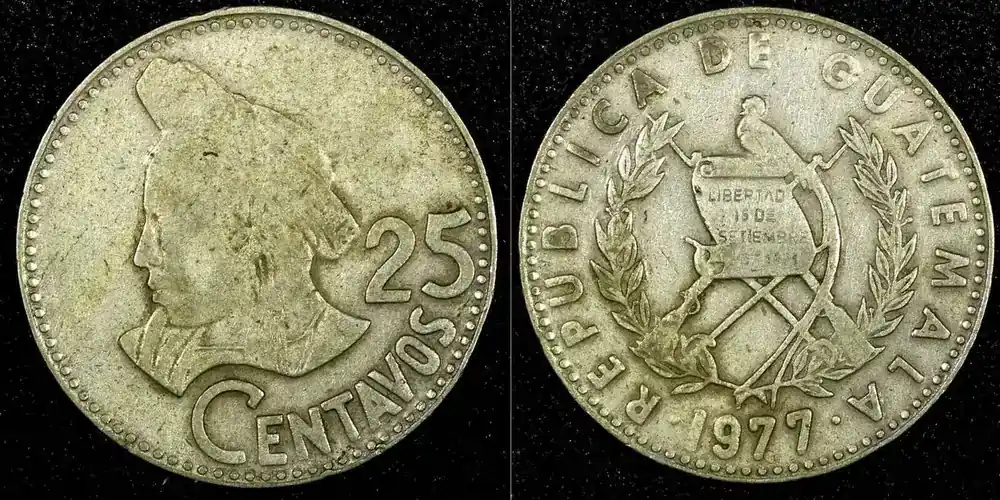 25 Centavos GUATEMALA Copper-Nickel 1977 KM 278.1 (24 657) Uncertified - Neu hinzugefügt