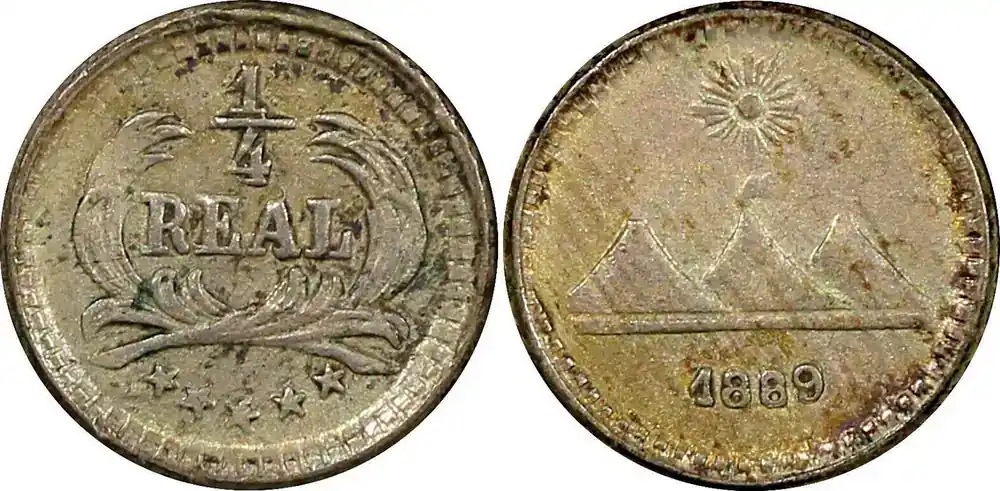 Schnäppchen | 889 1/4 Real 1889/889 Guatemala Silver 1889/ KM 158 (22 677) Uncertified