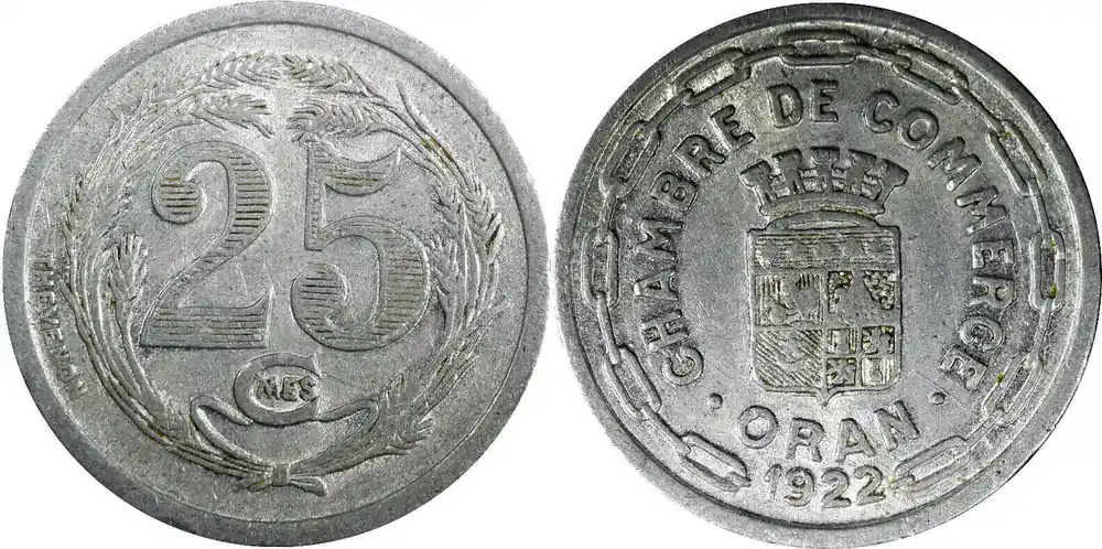 Topseller | 25 Centimes ALGERIA Aluminum 1922 Thévenon & Co., Paris 27mm KM TnE5 (23 182 ) Uncertified