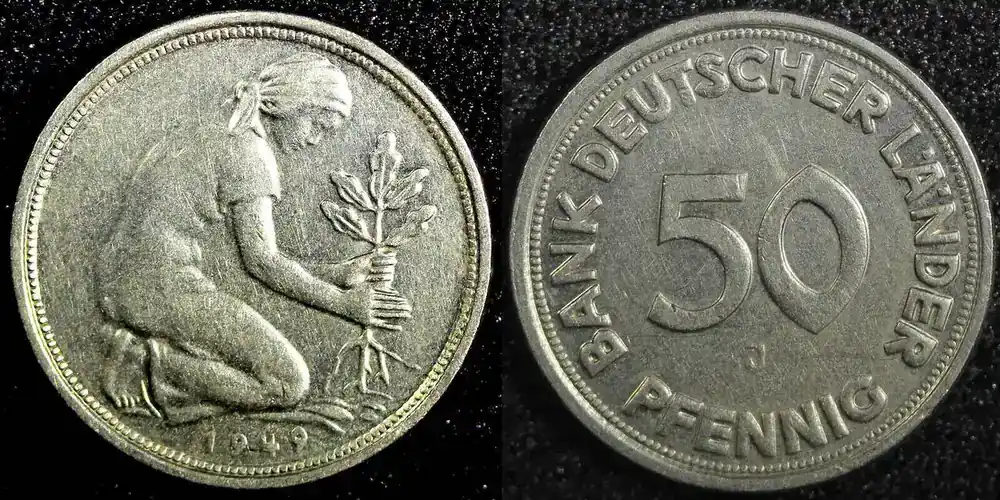 50 Pfennig Germany-Federal Republic Copper-Nickel 1949 J Hamburg MintKM 104(591) Uncertified | Hochwertig