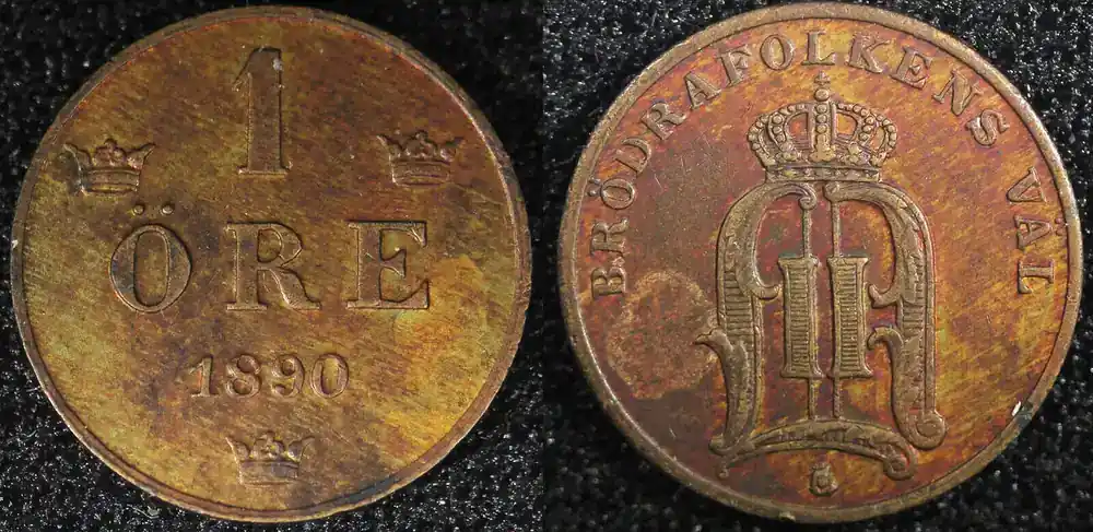 1 Öre Sweden Oscar II Bronze 1890 Large letters KM 750 (23 162) Uncertified - Günstig