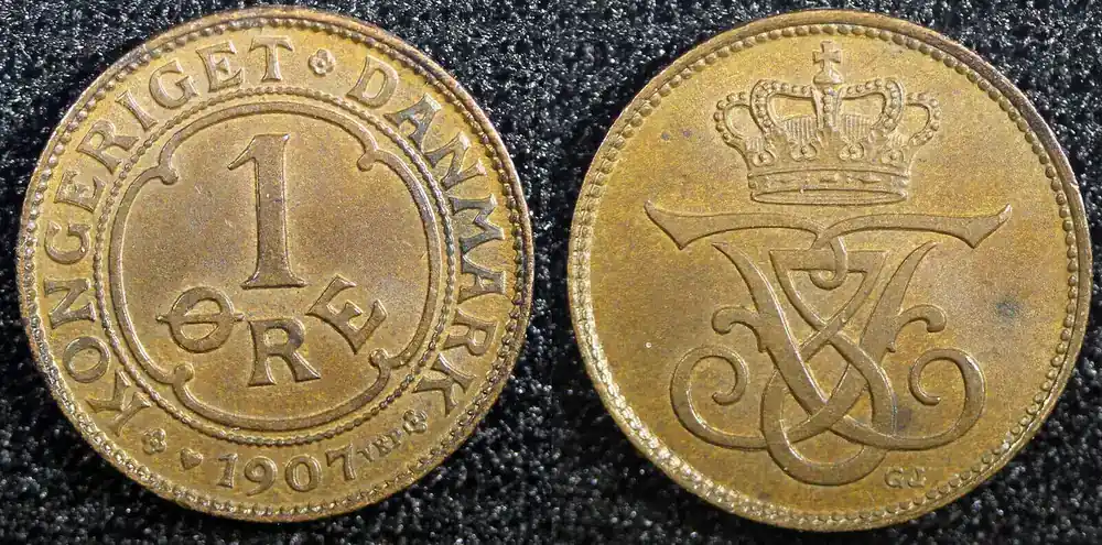 Bronze Denmark Frederik VIII 1907 1 Ore KEY DATE Ch UNC KM 804 (23 102) unz | Beliebt