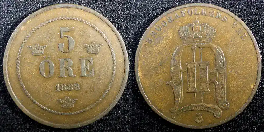 Bronze SWEDEN Oscar II (1872-1907) 1888 5 ORE KM 736 (22 963) Uncertified | Neue Ware