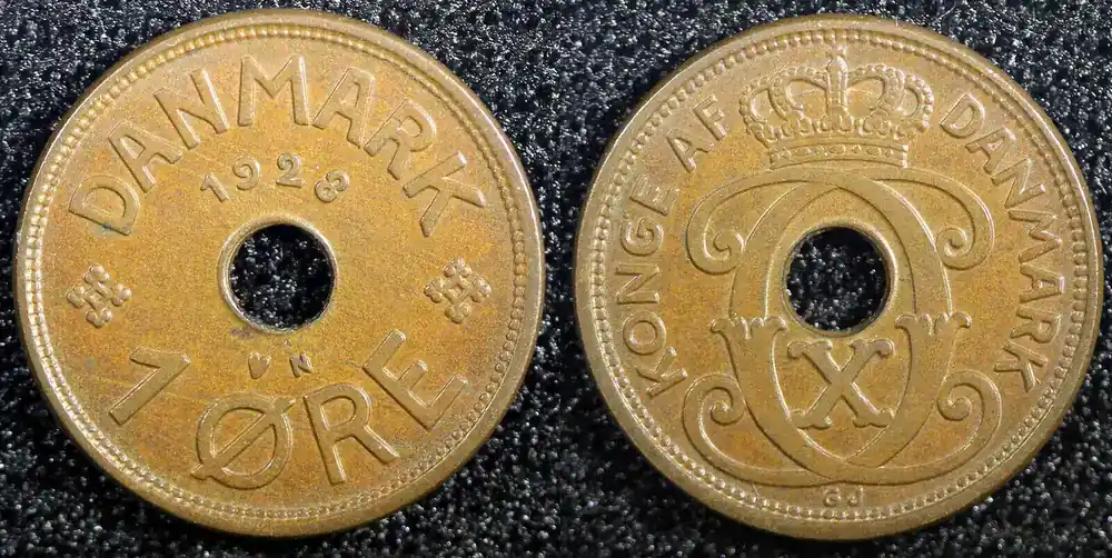 Begrenztes Angebot | 1 Øre Denmark Christian X Bronze 1928 UNC KM 826.2 (23 092) unz