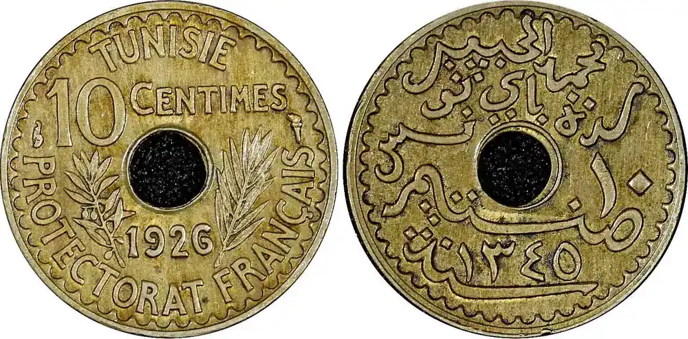 Abverkauf | 10 Centimes Tunisia Muhammad VI 1345 (1926) ch.XF Toning KM 254 (21 746) Uncertified
