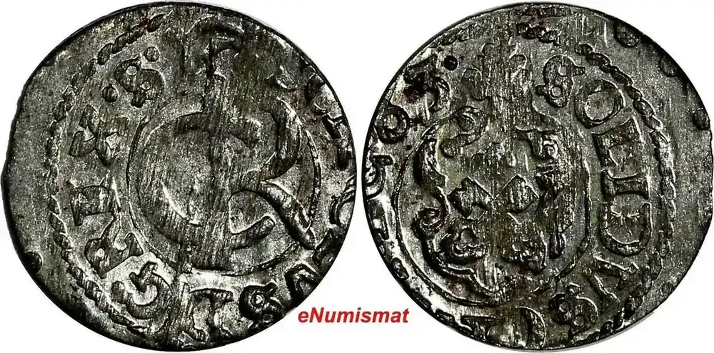 Jetzt sichern | Solidus Livonia Riga CARL XI of Sweden Silver 1663 Schilling XF KM 55 (15 030) Uncertified
