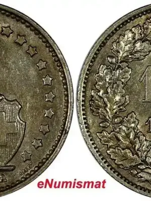 1 Franc Switzerland Copper-Nickel 1969-B GEM BU COIN Toning KM 24a.1 (10 838) Uncertified - Sonderpreis