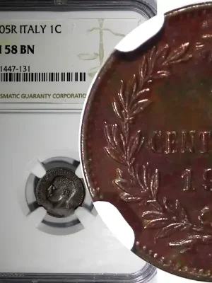 1 Centesimo Italy Vittorio Emanuele III Bronze 1905 R NGC AU58 BN KM 35 (131) | Jetzt sichern
