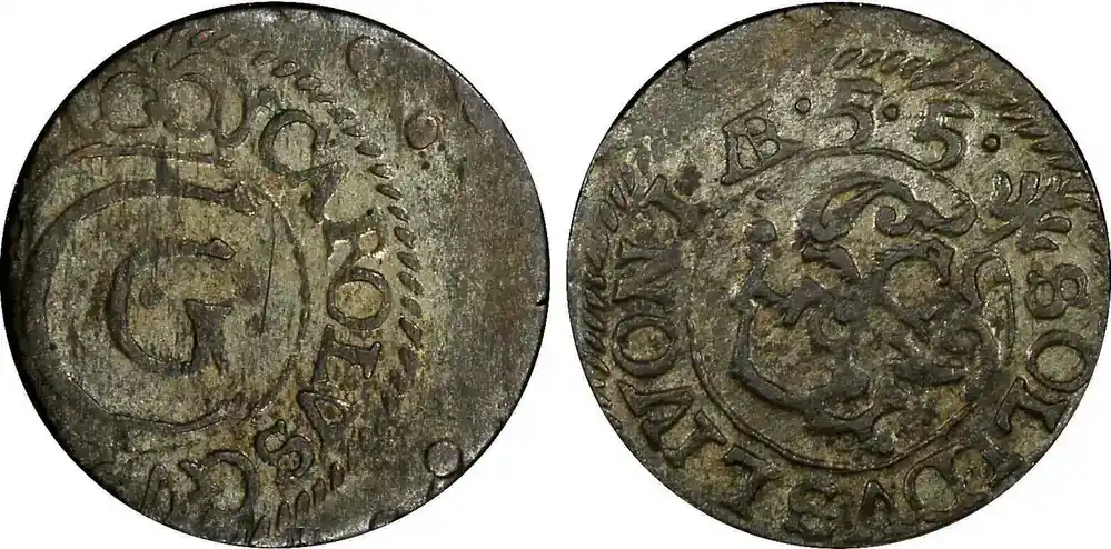 Nur begrenzt verfügbar - Solidus Livonia Riga Carl X Gustav of Sweden Silver 1655 SCARCE KM 4 (22 233) Uncertified