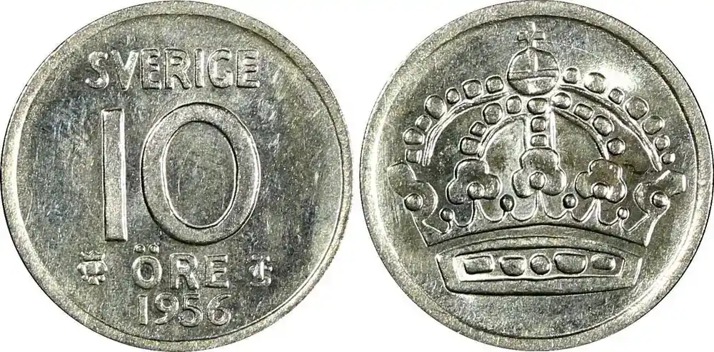 Extra-Rabatt - 10 Öre Sweden Gustaf VI SILVER 1956 UNC KM 823 (22 093) unz