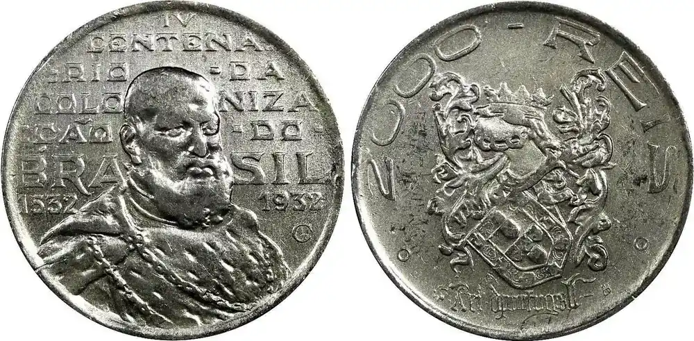 2000 Reis Brazil Silver 1932 400th Anniversary of Colonization KM 532 (22 215) Uncertified - Bestseller