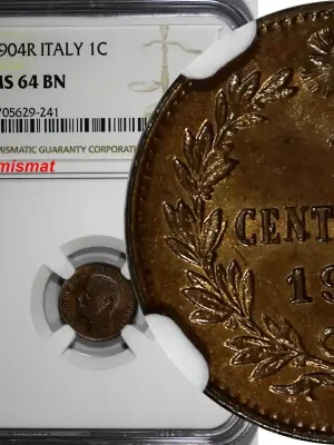 1 Centesimo Italy Vittorio Emanuele III Bronze 1904 R NGC MS64 BN KM 35 (241) - Jetzt sparen