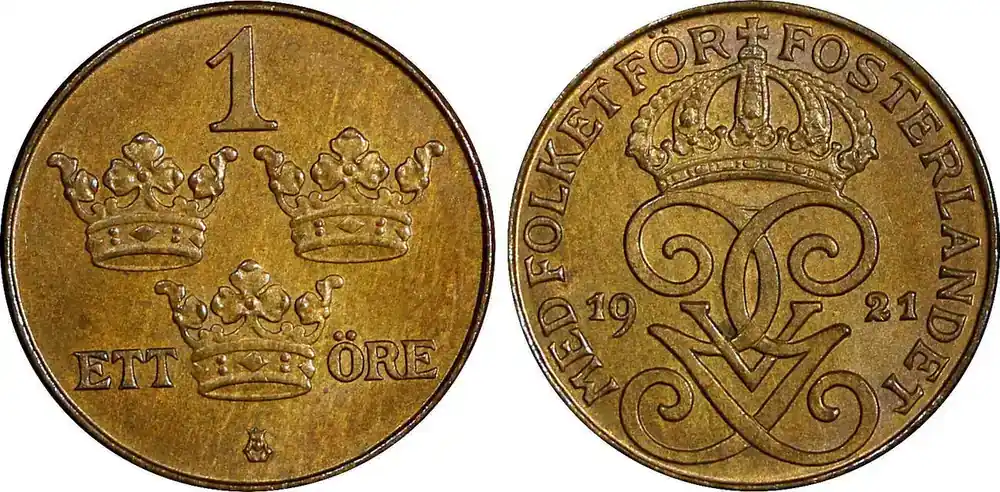 Schnelle Lieferung - 1 Öre 1935 SWEDEN Gustaf V Bronze 1921 BU Condition KM 777.2 (21 920) Uncertified