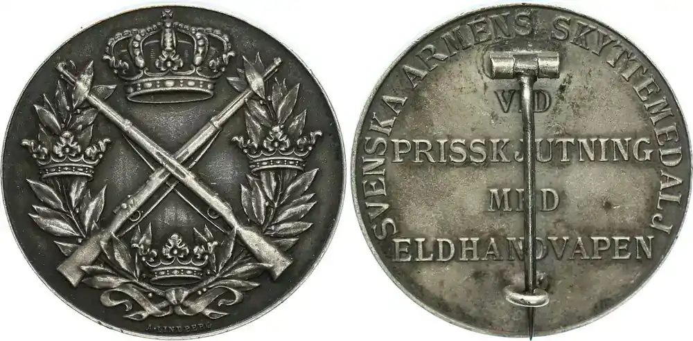 Einfache Rückgabe - Schweden Schießmedaille seit 1870 SVENSKA ARMES SKYTTEMEDALJ vorzüglich/vorzüglich+