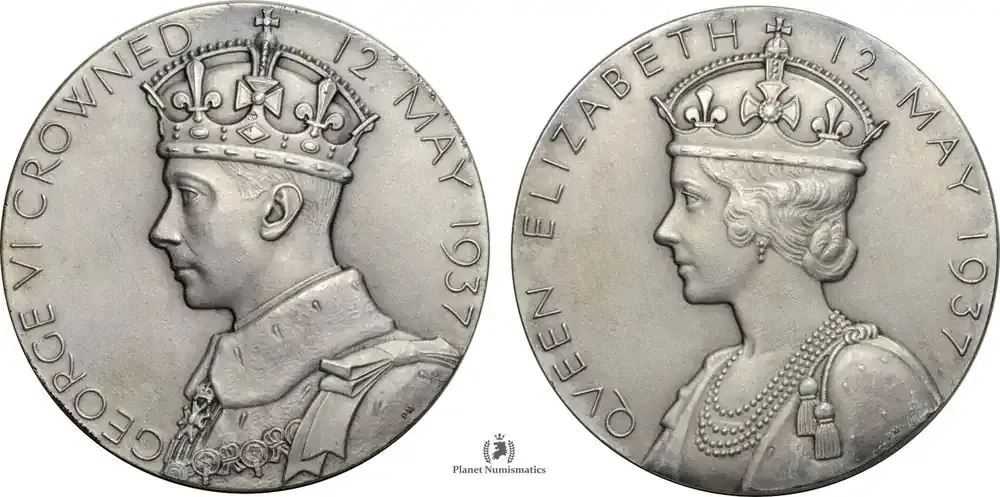 Neu verfügbar - Great Britain Silver Large Medal George VI 57mm 1937 Eimer 2046a unz