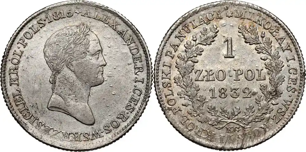 Kundenfavorit - Poland. Kongres Kingdom 1 Zloty 1832 KG vz