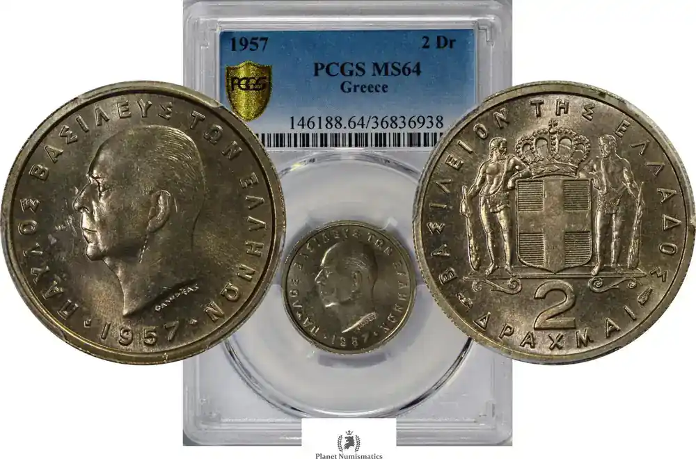 Top-Angebot - Greece 2 Drachmai 1957 24120 PCGS-MS64