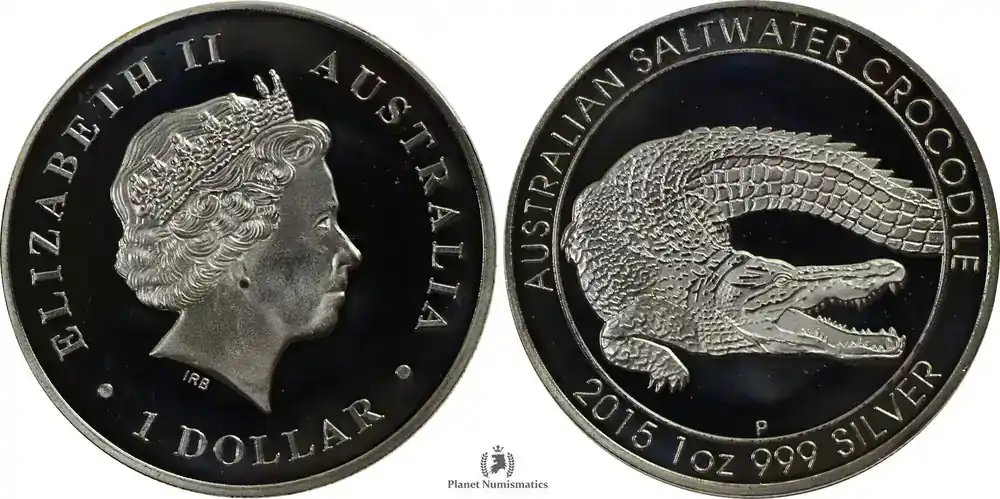 Australia SILVER-1-DOLLAR-TROY-OUNCE 2015 SALTWATER-CROCODILE-PROOF PP - Werkspreis