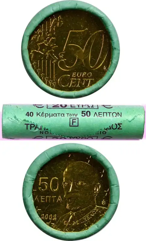 Meistverkauft - Greece 50-CENT-BANK-ROLL-40-PCS 2002-F KM-186 BU