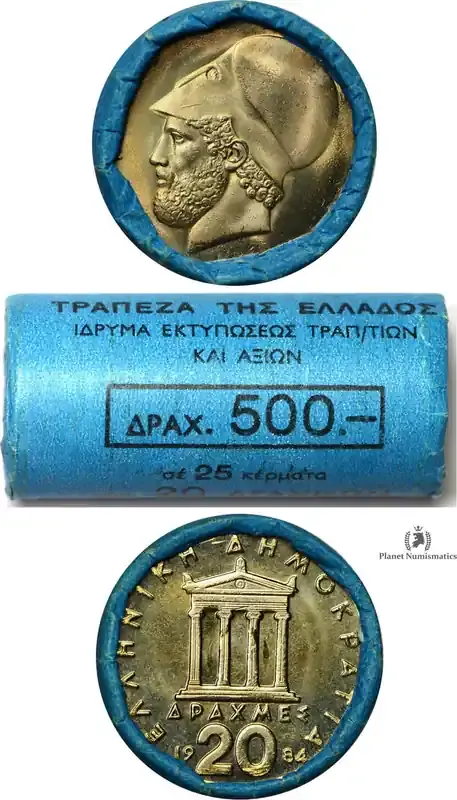 Greece 20-DRACHMES-BANK-ROLL-25-PCS 1984 KM-133 BU | Top-Angebot
